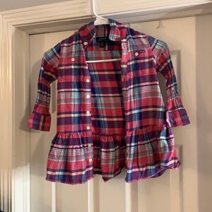 💥💥3 For $15💥💥  Plaid Polo Girls Shirt / Dress Size 3/3T